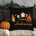 thumbnail image 3 of Bystar Halloween Pillow Covers Decor 2 pcs 18x18 Inches Fall Pillow Covers Orange and Black Pillow Case Happy Halloween Linen Sofa Bed Throw Cushion, 3 of 5