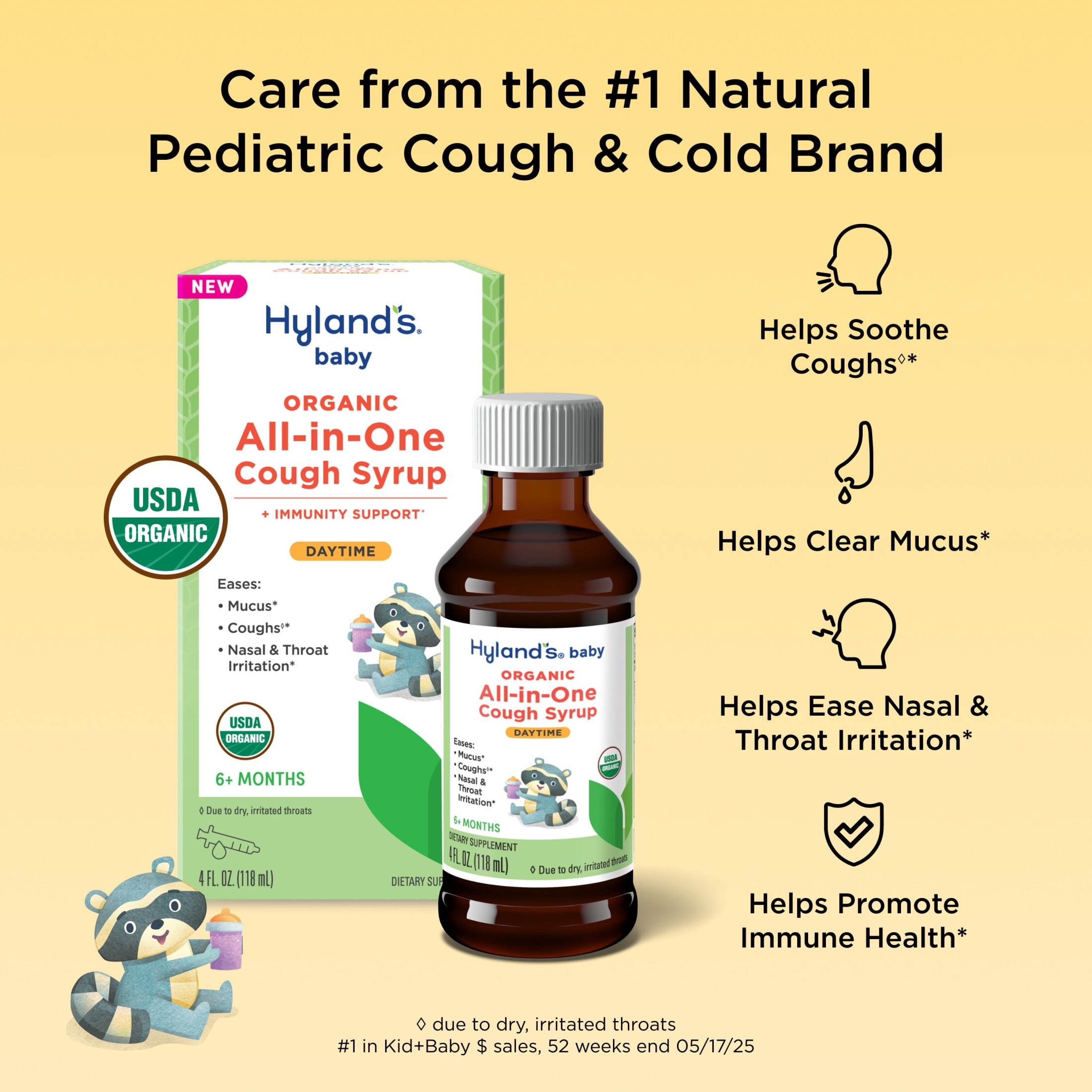 Hyland's Baby Organic All-In-One Cough Syrup with Immune Support, Daytime 4oz