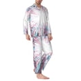 thumbnail image 2 of Naloa Blue Swirl Fireworks Men’s Pajamas Set - Long Sleeve Button Down Sleep Shirt and Pajama Bottoms Sleepwear Set-XX-Large, 2 of 7