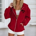 thumbnail image 2 of Women's Tree Print Zip Up Hooded Sweatshirt Casual Long Sleeve Drawstring Jacket with Full Zipper Comfortable Pullover Tops, 2 of 4