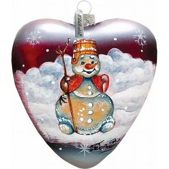 Holiday Splendor Glass Snowman Heart 3.5 in. - Glass Ornament