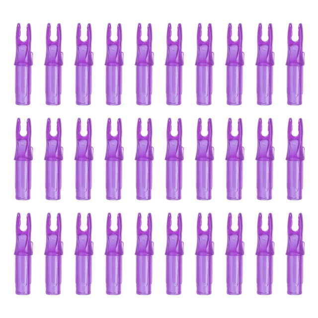 Uxcell Archery Arrows Nocks 6.2mm, Plastic Insert Arrow Nock Replacement Arrow Tails for Shooting Compound Recurve Transparent Purple