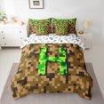 thumbnail image 2 of Manfei Kids Teens Personalized Initial Letter H 7-Piece Twin Bedding Sets,Brown Green Bedding Comforter Set,Construction Game Breathable Sheet Sets,Breathable Home Decor,Reversible, 2 of 8
