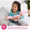 thumbnail image 3 of Melissa & Doug Mine to Love Twins Luke & Lucy 15” Light Skin-Tone Boy and Girl Baby Dolls with Rompers, Caps, Pacifiers, 3 of 10