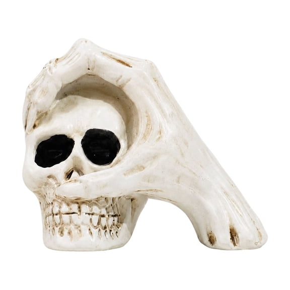Skeleton Hand Holding Skull Halloween Resin Figurine, Vintage Gothic Tabletop Statue Indoor Decor, Spooky Ornament for Halloween Home Decor