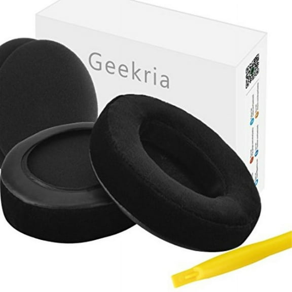 Geekria Comfort Velour Replacement Ear Pads Compatible with Skullcandy Hesh, Hesh 2.0, Hesh2 Wireless, Crusher Over-Ear Headphones, Ear Cushions, Repair Parts (Black)
