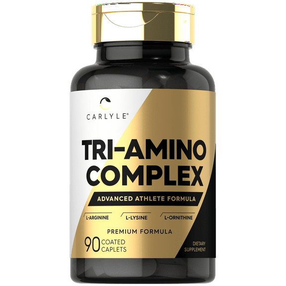 Tri-Amino L-Arginine, L-Ornithine, L-Lysine Supplement | 90 Caplets | by Carlyle