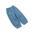 thumbnail image 2 of TiaoBug Summer Cotton Linen Bloomer Pants for Girls Boys Solid Color Breathable Casual Long Harem Sweatpants Blue 6-7, 2 of 2