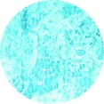 thumbnail image 1 of Ahgly Company Indoor Round Abstract Turquoise Blue Contemporary Area Rugs, 3' Round, 1 of 4