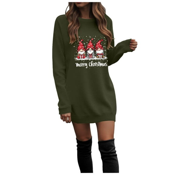 felwors Christmas Sweatshirt Women Xmas Holiday Tops Funny Plus Size Gnomes Print AG, M