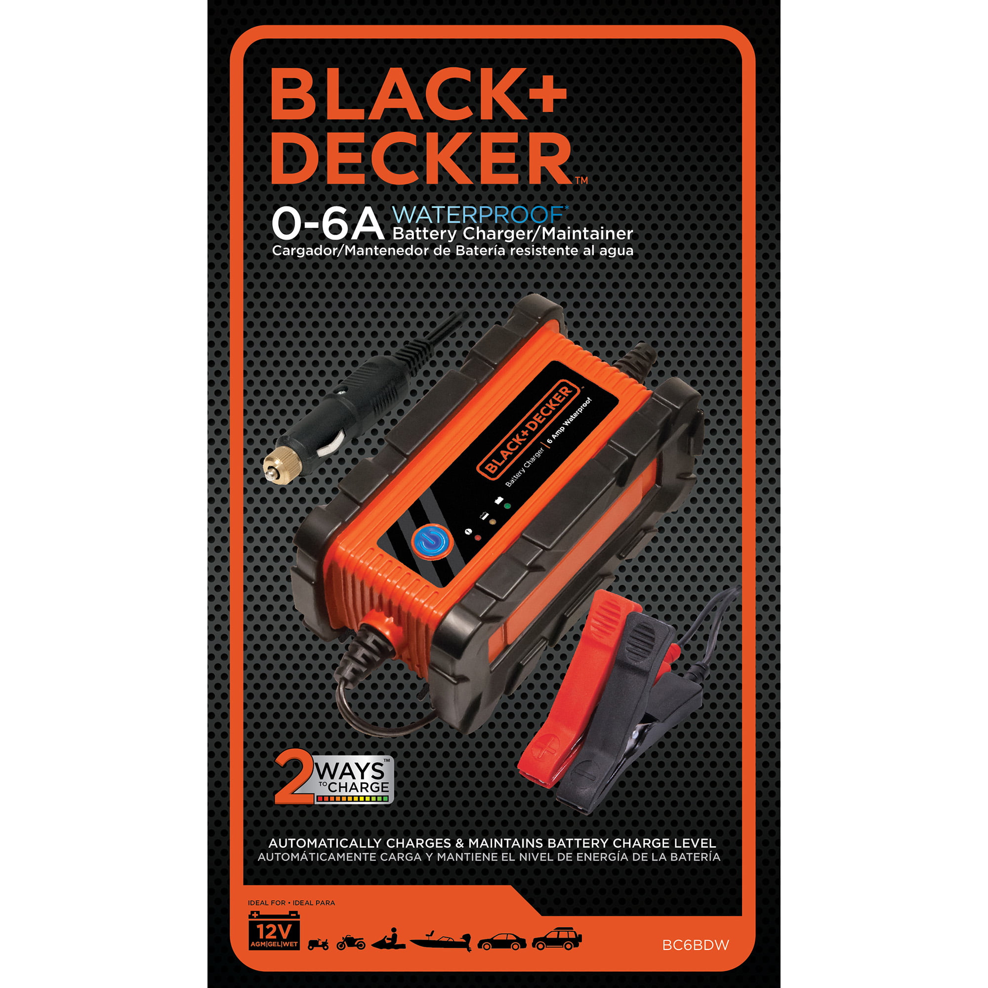 BLACK+DECKER 1.2 Amp Portable Car Battery Charger/Maintainer