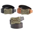 thumbnail image 4 of Cinturones para hombres Flor de plata con hebilla retro clásico 7 agujeros Diseño elegante Casual Jean Cinturón para hombres Jeans masculinos Pantalones Pantalones Negro Advancent AP004551-01, 4 of 7