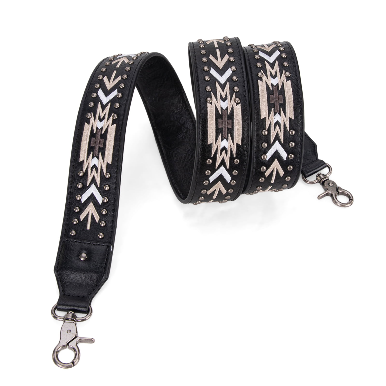 Wrangler Crossbody Bag for Women Boho Aztec Small Multi Pocket Crossover Purse, Black