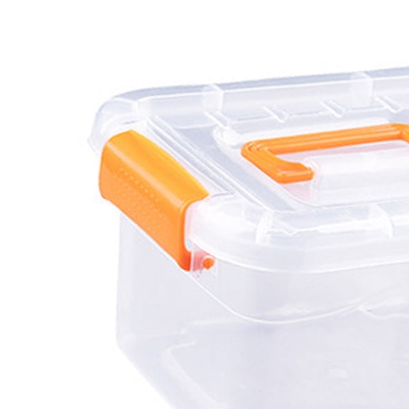 Brynna Clear Storage Bin Transparent Storage Box, Large Capacity Stackable Plastic Storage Bin for Toys Orange S