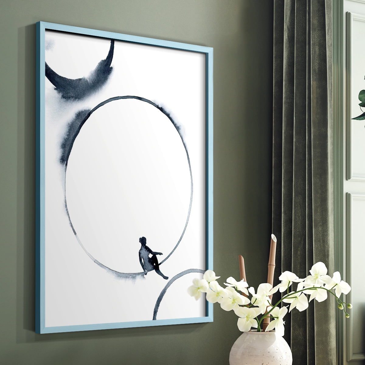 Woman in the Moon I Framed Print - Solid Wood in Single Picture Frame Solid Wood 2 Framed Print