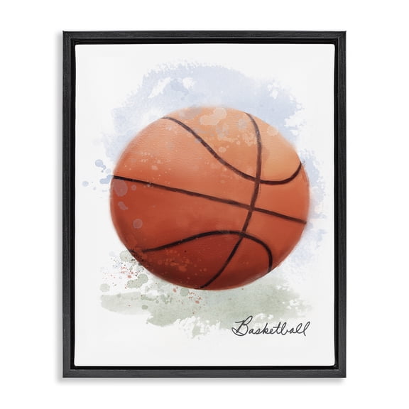 Stupell Industries Soft Pastel Basketball Sports & Sports Teams Painting Black Floater Framed Canvas Art Print Wall Art, 17 x 21