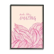 Stupell Industries Make Today Amazing Sentiment Pink Fern Leaves Modern Painting Black Framed Art Print Wall Art, 11 x 14, Design by Heather McLaughlin