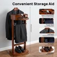Stand Up Hanging Robe Rack Vintage Coat Rack Wood Suit Rack, Freestanding Clothing Valet Stand ...