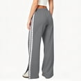 thumbnail image 4 of Lace Side Stripe Sweatpants for Women Ghalytn Drawstring Wide Leg Pants - Loose Casual Trousers with Side Pockets and Split Hem, 4 of 8