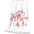 thumbnail image 3 of Pink Flamingo and Palm Leaves Throw Blanket for Bed Sofa Couch Fleece Blankets Lightweight Soft Cozy 50"x40", 3 of 5