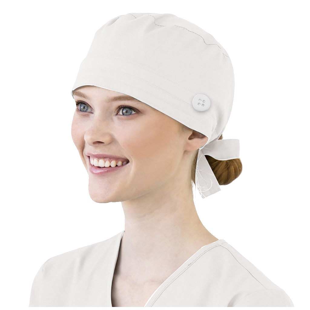 chef skull cap with ponytail holder