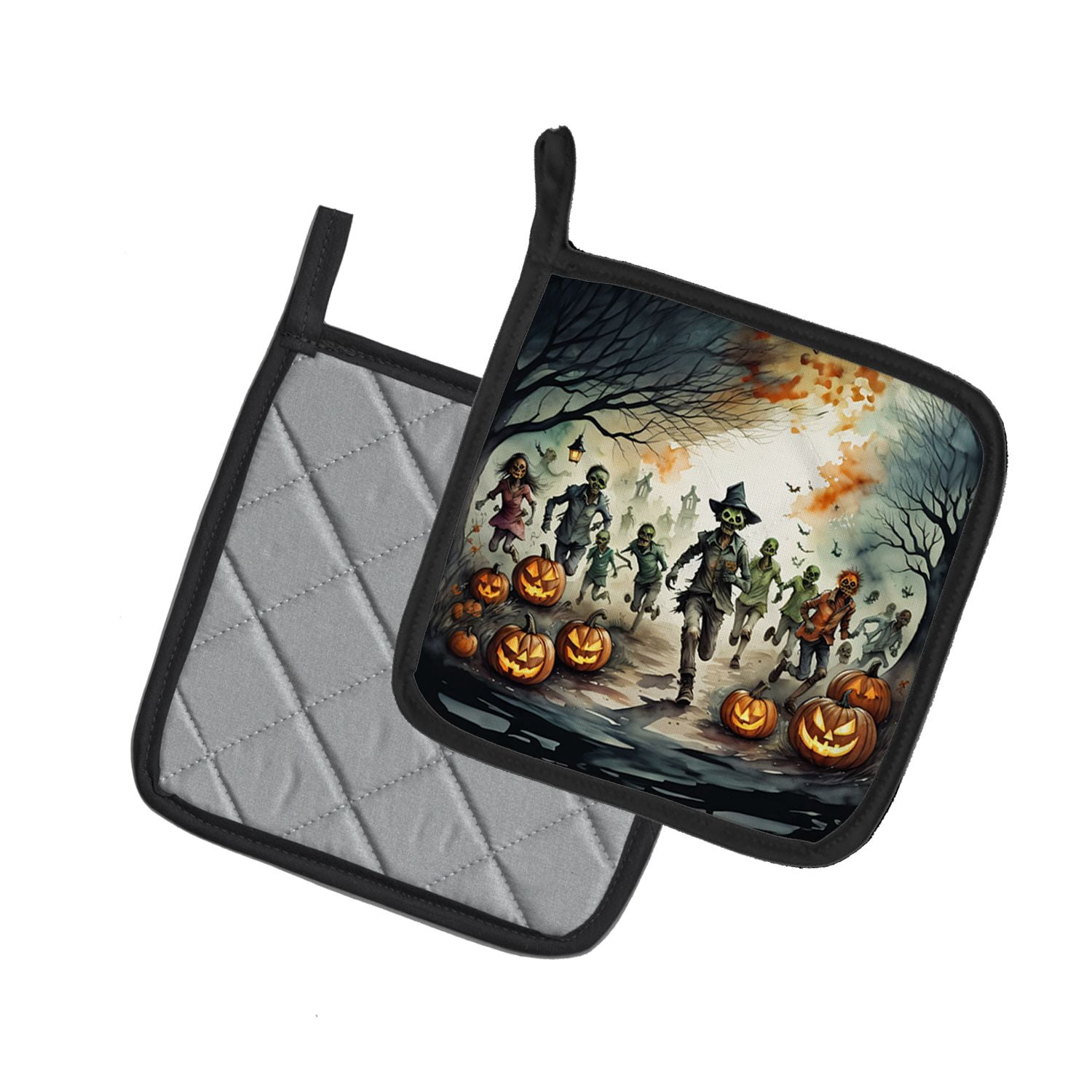 Halloween Pair of Pot Holders 7.5x7.5 Inch Heat Resistant Kitchen Decor