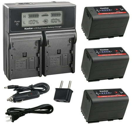 Kastar 3-Pack Battery and AC LCD Dual Fast Charger Compatible with Canon BP-911 BP-911K BP-914 BP-915 BP-925 BP-930 BP-935 BP-945 BP-950 BP-955 BP-950G Pro BP-970G BP-975 BP-980G Pro Battery