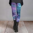 thumbnail image 2 of Gkeoshab Yoga Pants Women's Cosmic Print Yoga Leggings Universe Themed Base Layer Pants Milk Silk Grinding for Spring Summer Light Violet L, 2 of 5