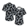 thumbnail image 3 of Goofa Flower Pattern Women's Slim-Fit Short-Sleeve V-Neck T-Shirt,Classic-Fit Short-Sleeve V-Neck T-Shirt-Large, 3 of 5