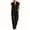Black, variant on Womens Solid Color Sleeveless Wide Leg Jumpsuit Half Zip Front Collar Design Hidden Side Inset Pockets Flexible Elastic High Waist Lightweight Breathable Woven One Piece Romper