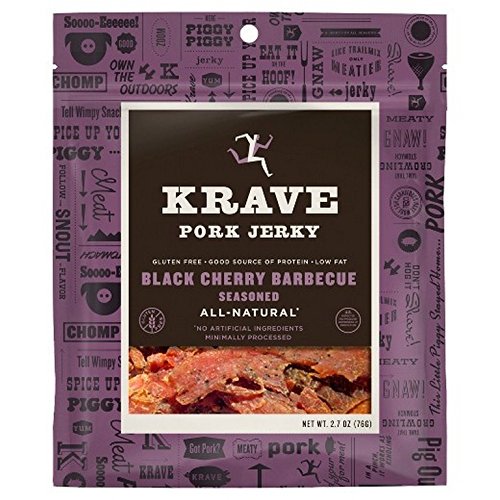 Krave Gourmet Seasoned Pork Jerky Cuts Black Cherry Barbecue 2.7 oz