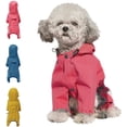 thumbnail image 1 of HSHDLDF Cosibell Waterproof Puppy Dog Raincoats with Hood for Small Medium Dogs Four-Leg Design with Reflective Strap Lightweight Jacket with Leash Hole(L Pink), 1 of 6