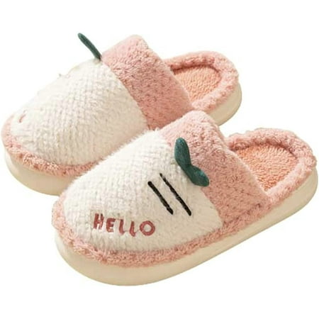 

PIKADINGNIS Women Men Warm Fluffy Fur House Slippers Anti-skip Cute Hello Carrot Fashion Shoes Indoor Outdoor