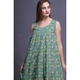 thumbnail image 2 of Bimba Bleu Sarcelle Poussiéreux Papillons Rayé/à Pois et Coloré Mi-Mollet Vêtement de Nuit Femme Coton Imprimé Sans Manches Robe de Nuit Maxi Taille Très Grande, 2 of 6