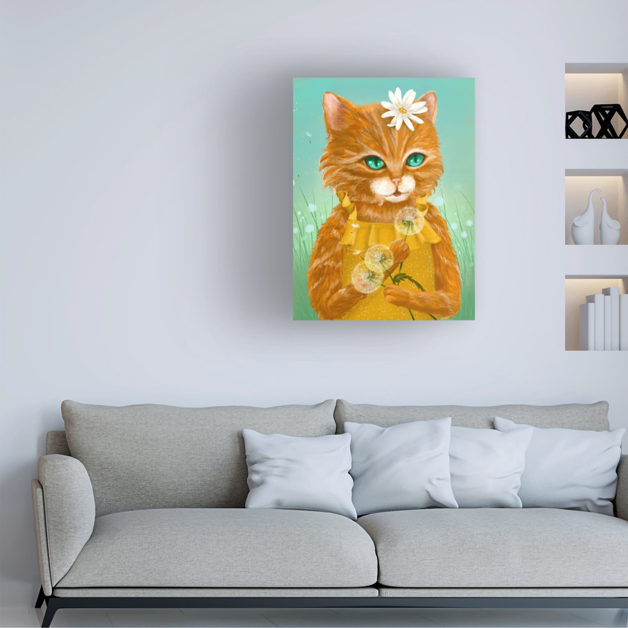 Canvas Wall Art - Christine Rotolo 'Wildflower Cats 2' Wall Art for Living Room, Bedroom, or Office Décor by Trademark Fine Art - 14 x 19 Inches