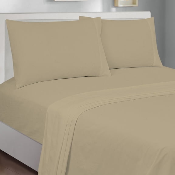 Mainstays 300 Thread Count Easy Care Percale Pillowcase Set of 2, King, BrownStone