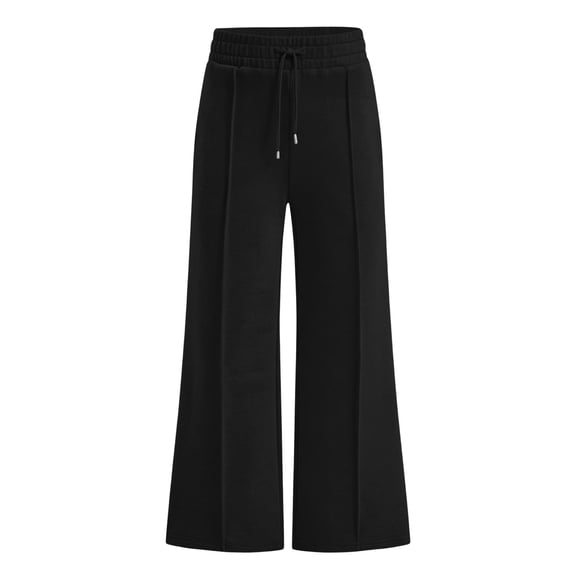 Kiijoy Girls Wide Leg Sweatpants Casual High Waist Active Pants Joggers, Black, Sizes 5-16