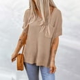 thumbnail image 5 of Baberdicy Sweaters for Women, Women's Fashion Spring and Summer Top Basic Loose Short Sleeve Side Slit Rib Knitted Top Casual Sweater Pocket Womens Sweaters Khaki, 5 of 7