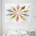 thumbnail image 1 of Ice Cream Decor Tapestry, Cones with Various Flavors Forming a Stylish Row Summer Season Picture, Wall Hanging for Bedroom Living Room Dorm Decor, 80W X 60L Inches, Multicolor, by Ambesonne, 1 of 2
