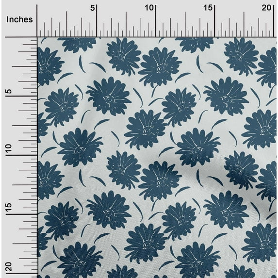 oneOone Viscose Chiffon Teal Blue Fabric Florals Sewing Craft Projects Fabric Prints By Yard 42 Inch Wide-68U