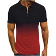 thumbnail image 2 of Inleife Mens T-Shirts Men Casual Pullover Zipper Turndown Short Sleeve Gradient Tops, 2 of 6