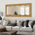 thumbnail image 3 of MAYEERTY 71"x 31" Solid Wood Wavy Rectangular Full-Length Mirror without Bracket,Natural Wood, 3 of 8