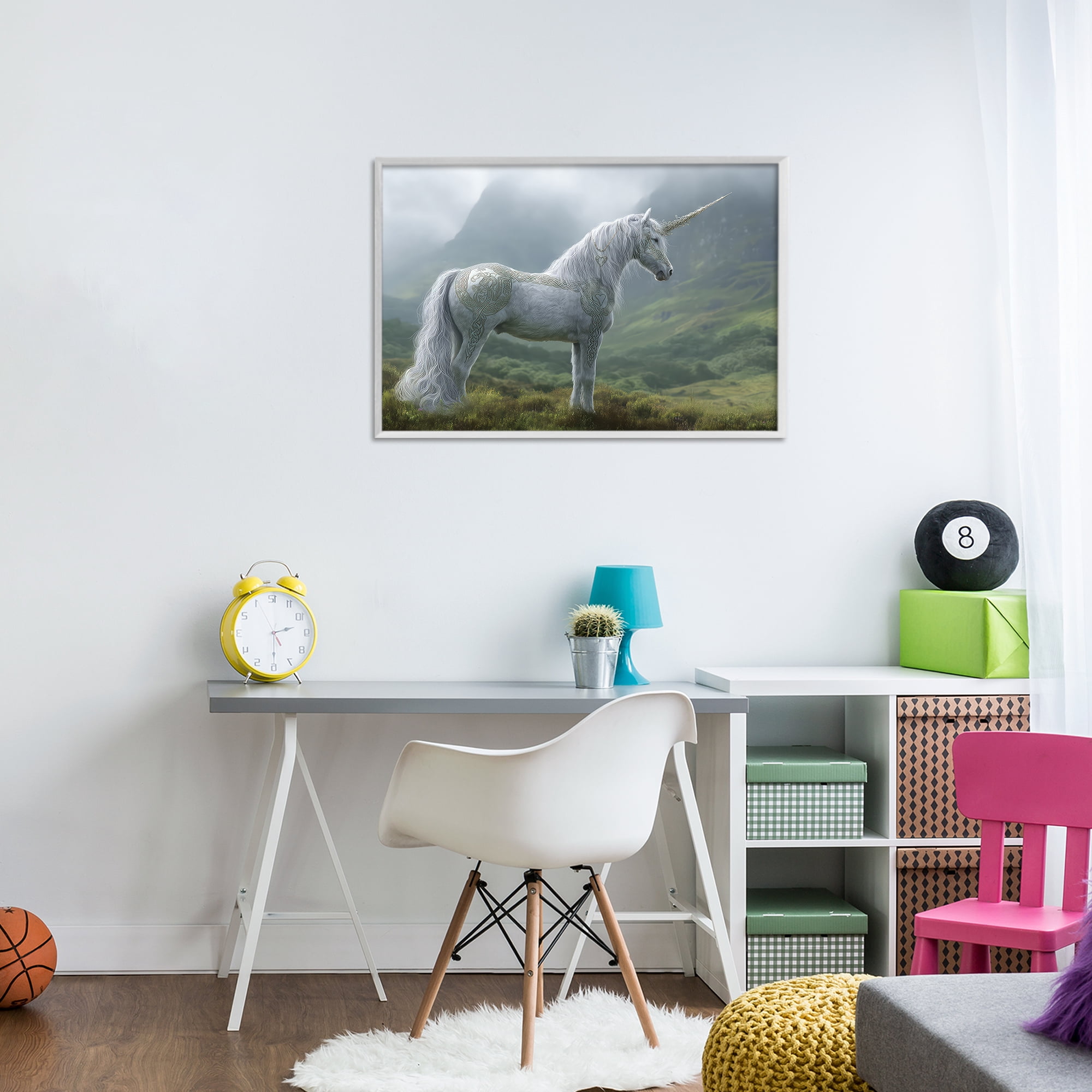 Stupell Industries Elegant Celtic Unicorn White Framed Giclee Art, design by The Wands Want
