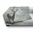 thumbnail image 3 of Antlers Soft Flannel Fleece Throw Blanket, Standing Stag Silhouette Grunge Style Background Shadow Monochromic Illustration, Cozy Plush for Indoor and Outdoor Use, 70" x 90", Grey Black, by Ambesonne, 3 of 6
