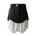 thumbnail image 4 of Arlun Summer Two-Piece Patchwork Mini Skirts Women High Waisted Ruffle Layered Stitching Short Skirt with Pockets 2026 Fashion Asymmetric Bodycon Skirts Casual Wear Black M, 4 of 5