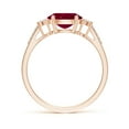 thumbnail image 2 of ANGARA Natural 1.25 ct Ruby Engagement Ring with Trio Diamond Accents in 14K Rose Gold for Women (Size-8x6mm) | July Birthstone, Anniversary, Jewelry Gift for Women | Natural Ruby Ring, 2 of 9
