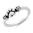 thumbnail image 6 of Mooneye 925 Sterling Silver Oxidized Platinum Plated Pet Love Paw Hearts Women Graduation Gift Ring, 6 of 8