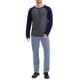 thumbnail image 2 of Camiseta de manga larga para hombre, color bloque, estilo casual, raglán, L gris azul, 2 of 6