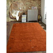 Rugsotic Carpets Hand Knotted Silk Mix 4'x6' Area Rugs Contemporary Orange LSM103