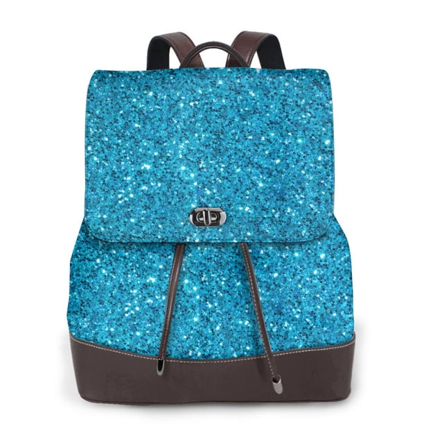 Fotbe Blue Glitter Mochila Bolso con Estampado para Mujer, Mochila Antirrobo de Nylon Impermeable, Bolsa Ligera de Hombro